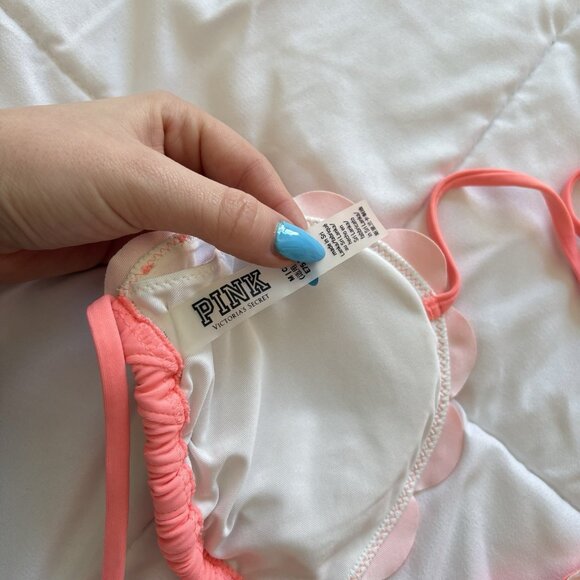 Pink Victorias Secret Womens Medium String Bikini Top Swimsuit Beach Summer - Picture 5 of 6